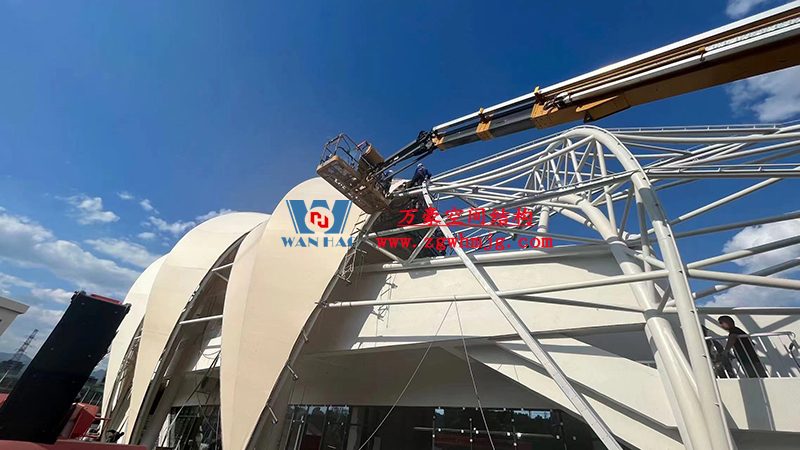 龍泉市體育場鋼膜結構工程接近尾聲