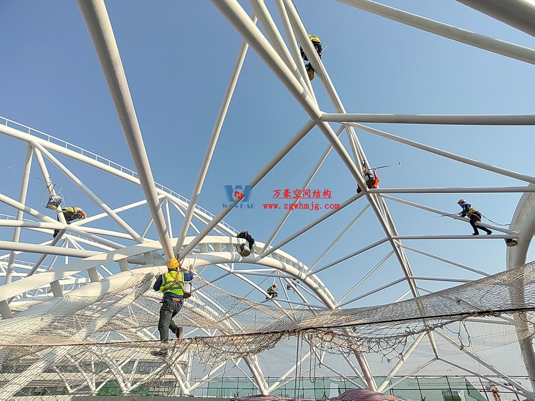 施工加速，這個PTFE膜結構天幕即將完工！