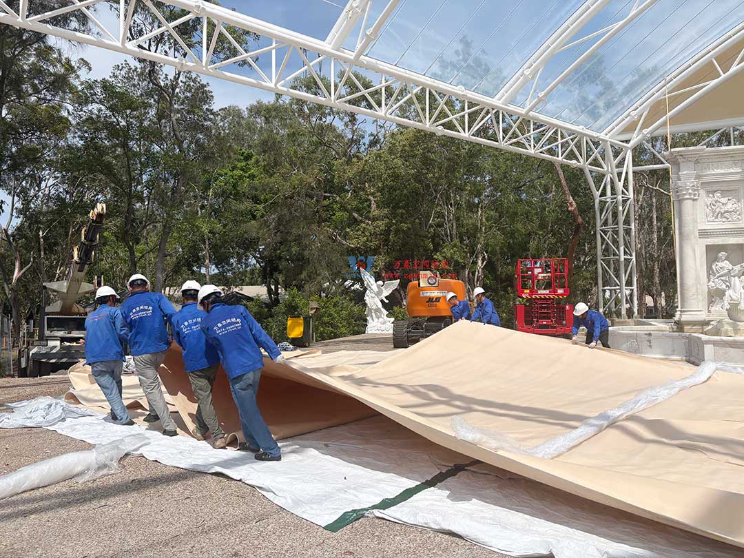 跨越山海的建筑新章!澳大利亞噴泉廣場天幕張拉正酣,雙膜科技賦能莊園建筑 跨越山海的建筑新章!澳大利亞噴泉廣場天幕張拉正酣,雙膜科技賦能莊園建筑