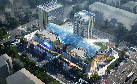 嘉興長安里ETFE氣枕鋼膜結構頂棚工程