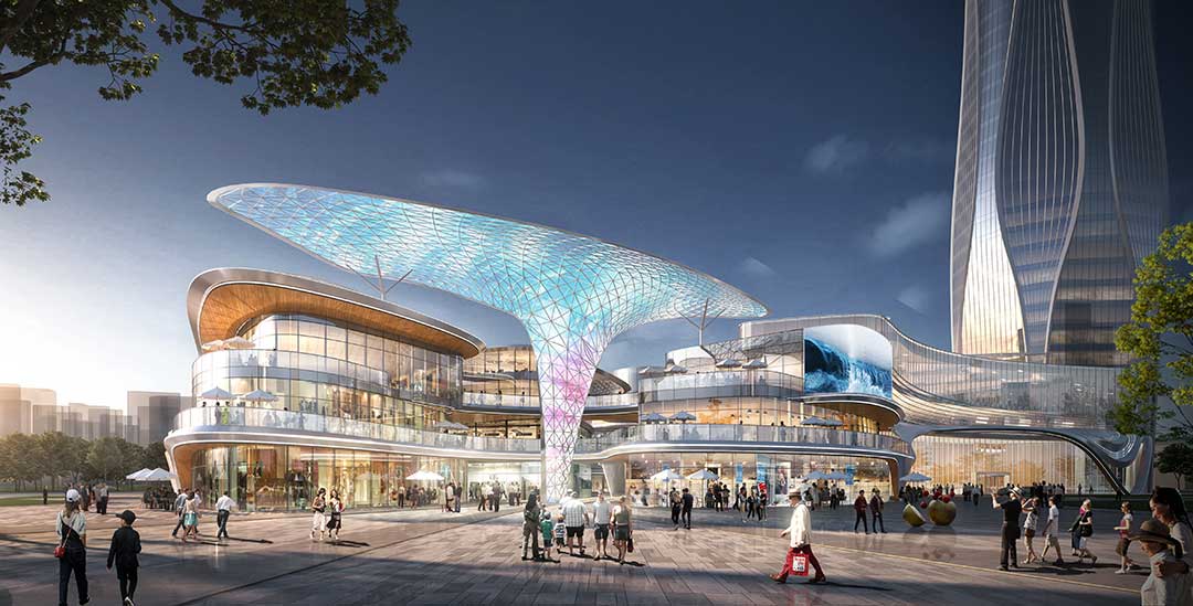 張拉進行時｜桐鄉振石廣場 ETFE 氣枕商業天幕，筑就鳳凰湖畔天空畫布